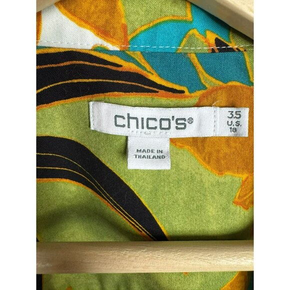 Chico's Women's Button down shirt Stretch Palms 3/4 sleeves colorful Size 18 - Picture 5 of 13